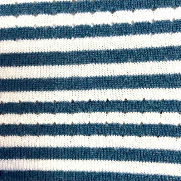 Akemi Kin Anthropologie Sylvie Pointelle Tunic Blue Striped Top Scoop Ne… - Picture 2 of 8